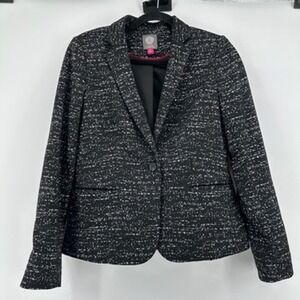 Vince Camuto Blazer Jacket Black White‎ Tweed Career Office Ladies Size 6P